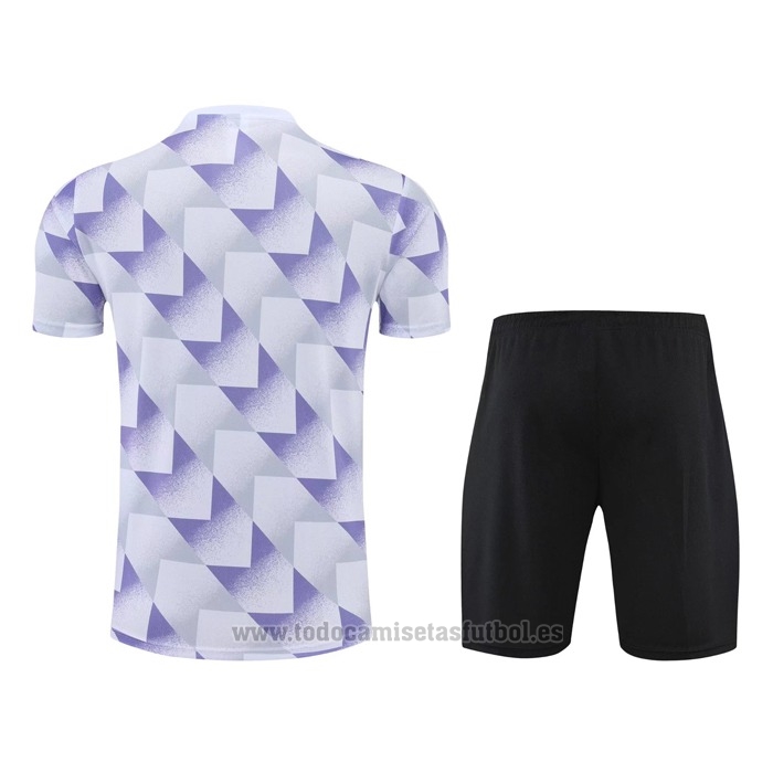 Chandal del Real Madrid Manga Corta 2022-2023 Blanco y Purpura - Pantalon Corto
